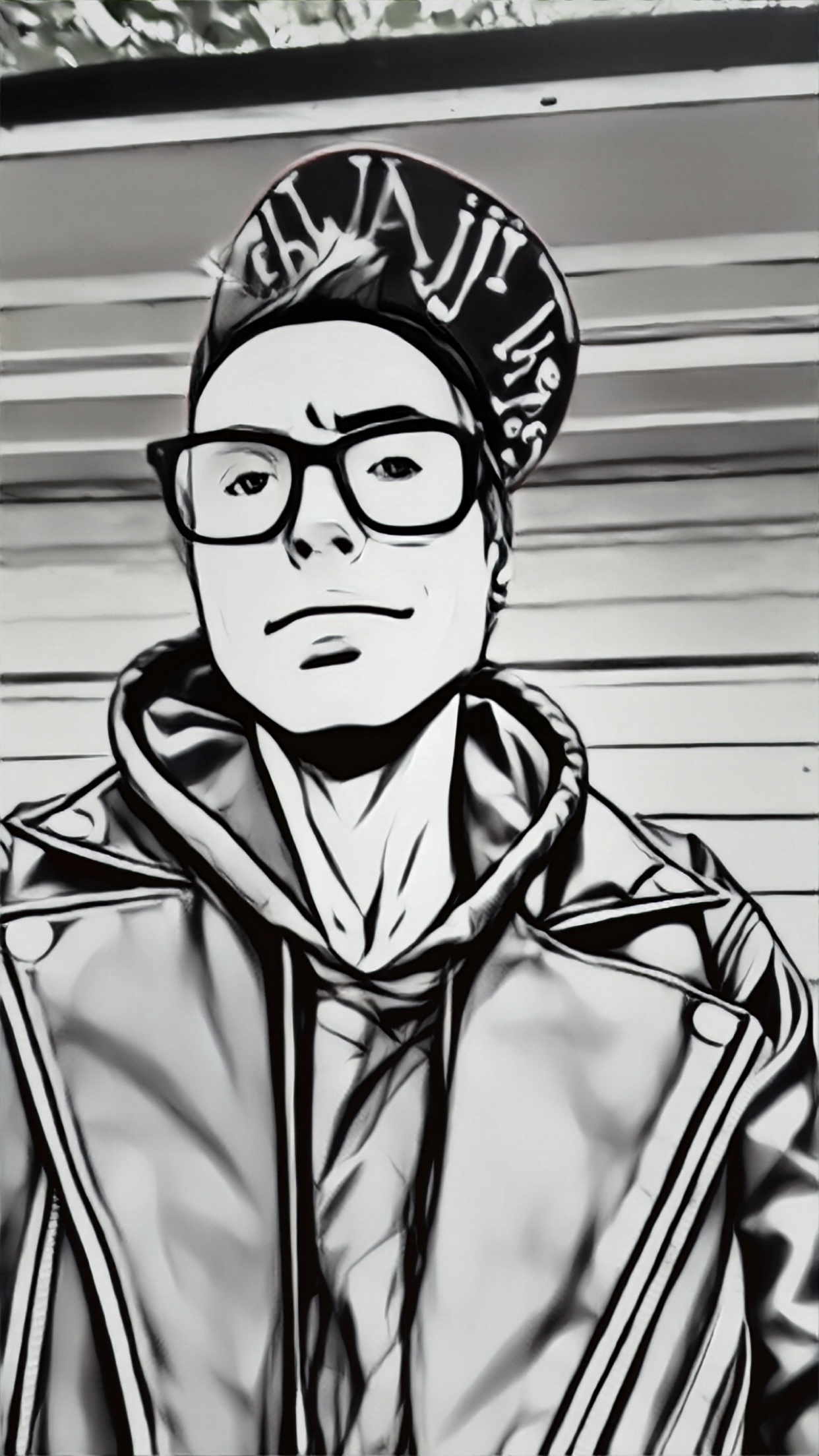 Black-and-white illustrated portrait of LEHWAJJI THE POET